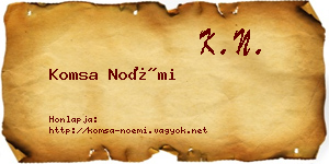 Komsa Noémi névjegykártya